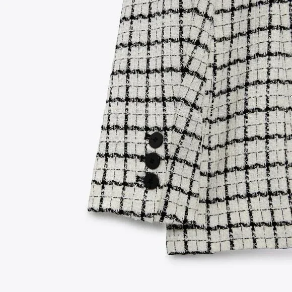 ZARA CHECKED DOUBLE-BACK BLAZER SIZE XS 2372 519 070 - Picture 7 of 7